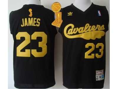 NBA Cleveland Cavaliers #23 LeBron James Black Throwback The Champions Patch Stitched Jerseys