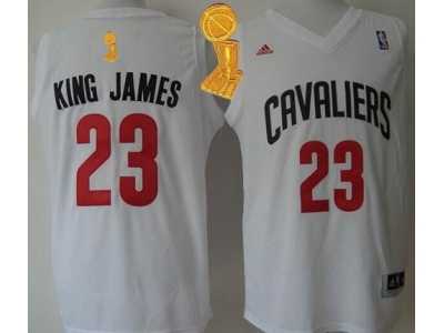 NBA Cleveland Cavaliers #23 LeBron James White King James The Champions Patch Stitched Jerseys