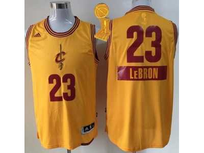 NBA Cleveland Cavaliers #23 LeBron James Yellow 2014-15 Christmas Day The Champions Patch Stitched Jerseys
