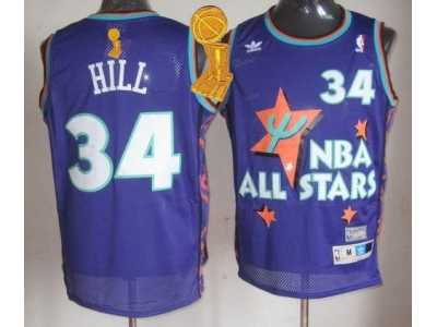 NBA Cleveland Cavaliers #34 Tyrone Hill Purple 1995 All Star Throwback The Champions Patch Stitched Jerseys