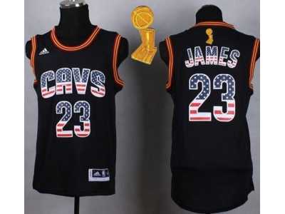 NBA Cleveland Cavaliers#23 LeBron James Black USA Flag Fashion The Champions Patch Stitched Jerseys
