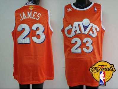 NBA Mitchell and Ness Cleveland Cavaliers #23 LeBron James Orange CAVS The Finals Patch Stitched Jerseys