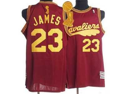 NBA Mitchell and Ness Cleveland Cavaliers #23 LeBron James Red Throwback The Champions Patch Stitched Jerseys
