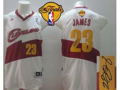NBA New Revolution 30 Cleveland Cavaliers #23 LeBron James White The Finals Patch Autographed Stitched Jerseys