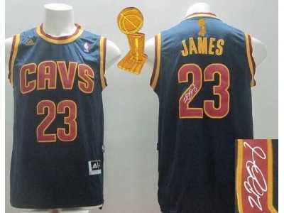 NBA Revolution 30 Autographed Cleveland Cavaliers #23 LeBron James Navy Blue CavFanatic The Champions Patch Stitched Jerseys