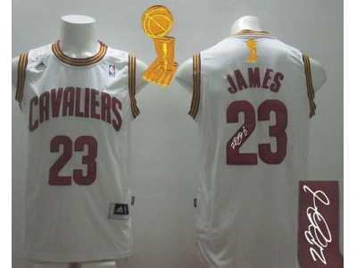 NBA Revolution 30 Autographed Cleveland Cavaliers #23 LeBron James White Home The Champions Patch Stitched Jerseys