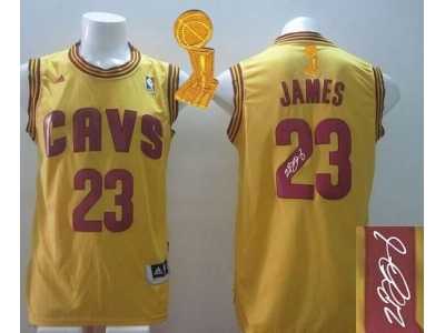 NBA Revolution 30 Autographed Cleveland Cavaliers #23 LeBron James Yellow Alternate The Champions Patch Stitched Jerseys