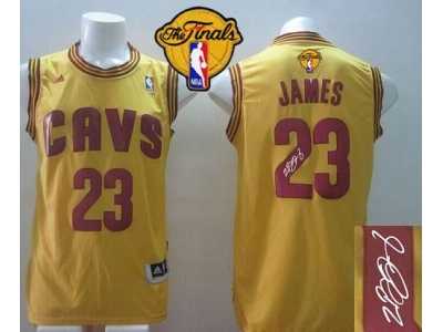 NBA Revolution 30 Cleveland Cavaliers #23 LeBron James Yellow Alternate The Finals Patch Autographed Stitched Jerseys