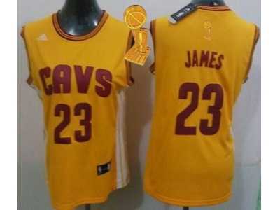 NBA Women Cavaliers #23 LeBron James Gold The Champions Patch Alternate Stitched Jerseys