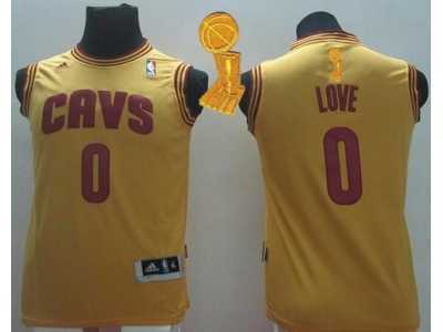 NBA Youth Revolution 30 Cleveland Cavaliers #0 Kevin Love Gold The Champions Patch Stitched Jerseys
