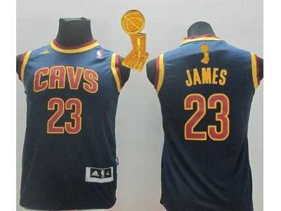 NBA Youth Revolution 30 Cleveland Cavaliers #23 LeBron James Dark Blue The Champions Patch Stitched Jerseys