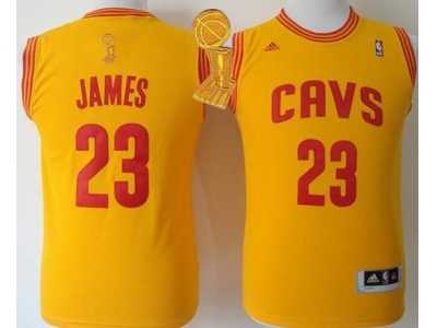 NBA Youth Revolution 30 Cleveland Cavaliers #23 LeBron James Gold The Champions Patch Stitched Jerseys