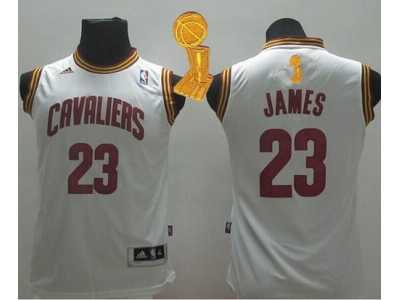 NBA Youth Revolution 30 Cleveland Cavaliers #23 LeBron James White The Champions Patch Stitched Jerseys